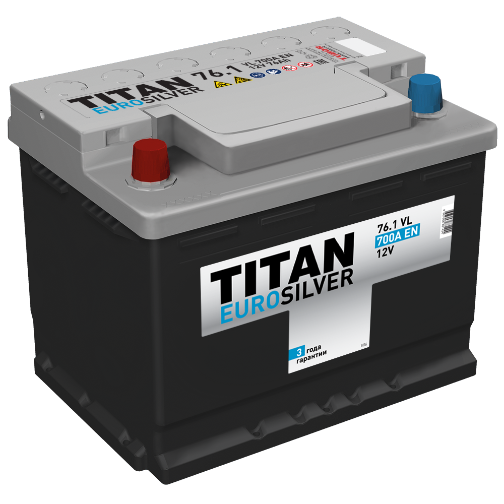 Аккумулятор Аккумулятор TITAN Euro silver 6СТ-76.1 VL Titan