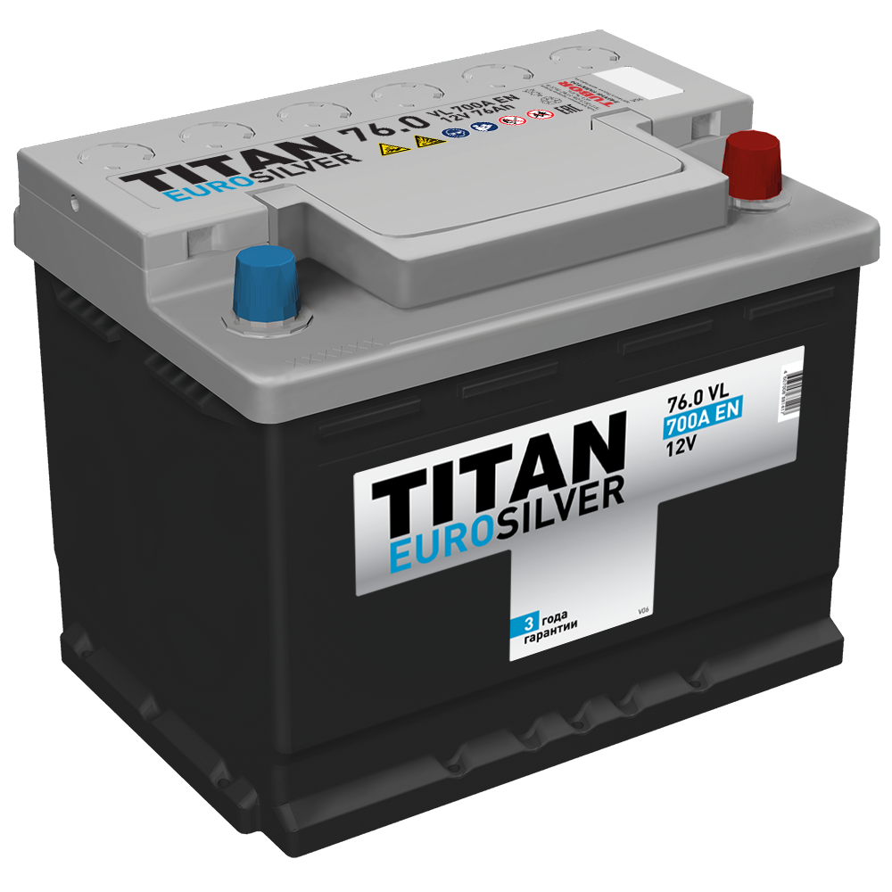 Аккумулятор Аккумулятор TITAN Euro silver 6СТ-76.0 VL Titan
