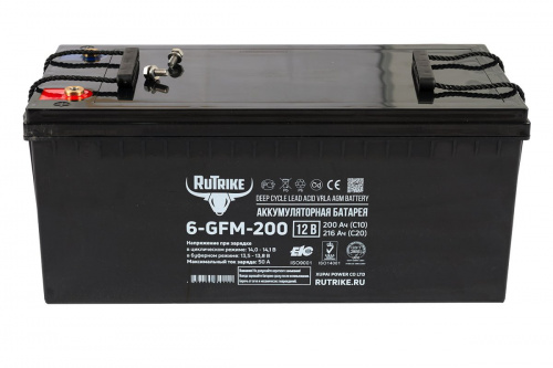 Тяговый аккумулятор RuTrike 6-GFM-200 (12V200A/H C20) — тяговый AGM аккумулятор   А·ч