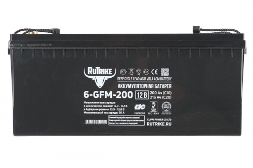 Тяговый аккумулятор RuTrike 6-GFM-200 (12V200A/H C20) — тяговый AGM аккумулятор   А·ч