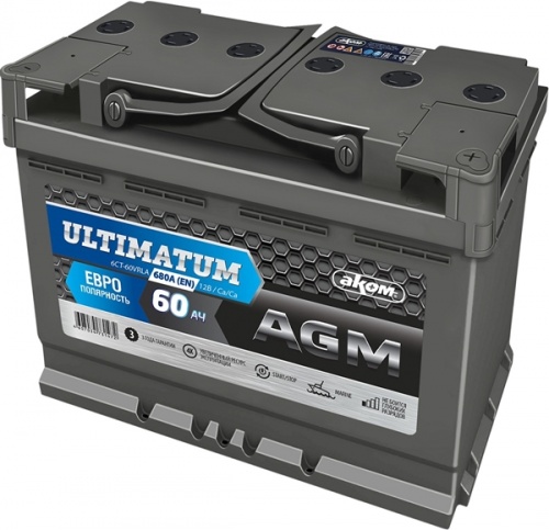 Аккумулятор Аком Ultimatum AGM  60Ah