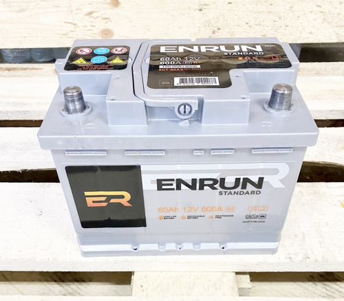 Аккумулятор ENRUN Standard 60 А/ч правый+ детальное фото — аккумулятор ENRUN европейские технологии ExMet | Аккумуляторная Балтийская Компания СПб