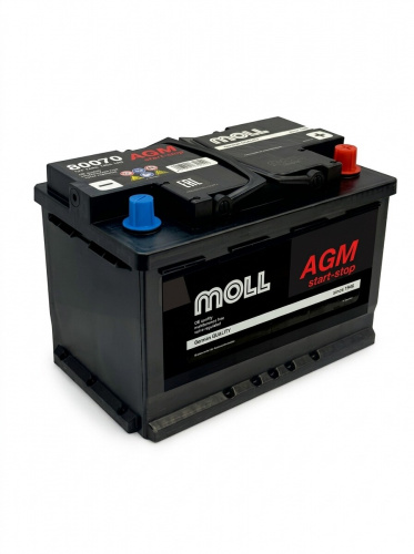 Аккумулятор MOLL MOLL AGM 70ач евро 760A 275x175x190 L3 (80070) — купить в СПб