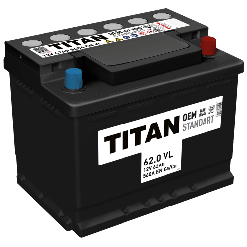 Аккумулятор TITAN STANDART 62 Ач,правый+