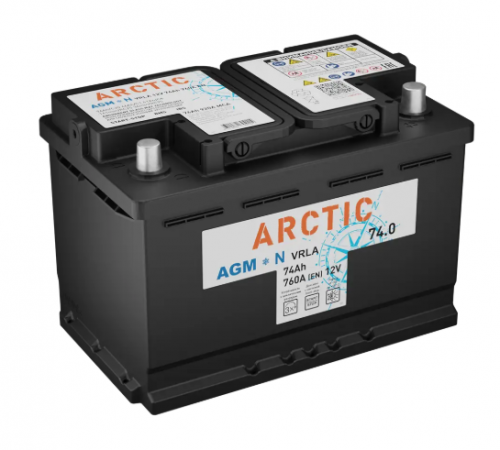 Аккумулятор ARCTIC AGM 74 Ач правый+ детальное фото — AGM аккумулятор для экстремальных температур | Аккумуляторная Балтийская Компания СПб