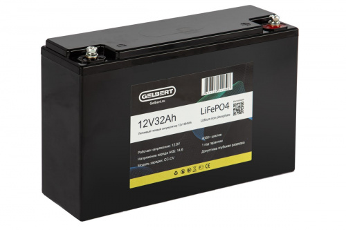 Аккумуляторная батарея литиевая Gelbert LiFePO4 (12V/32Ah/32A) [6-EVF-32] — тяговый AGM аккумулятор   А·ч
