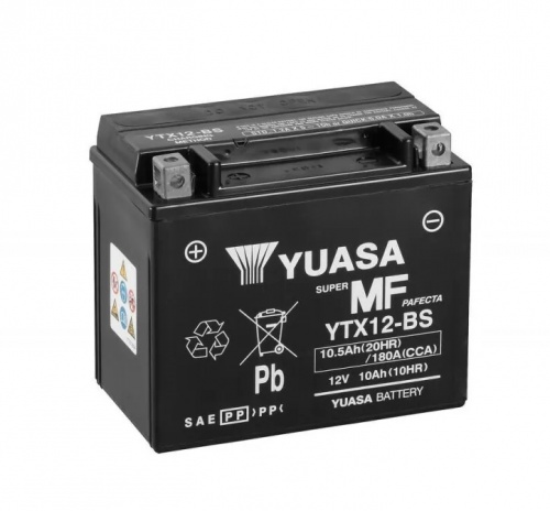 Аккумулятор МОТО Yuasa Maintenance Free VRLA YTX12A-BS(CP), 10 Ач