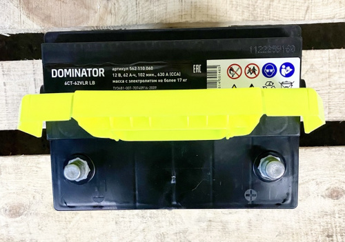 Аккумулятор DOMINATOR 62 Ач правый+, низкий корпус детальное фото — аккумулятор DOMINATOR | Аккумуляторная Балтийская Компания СПб
