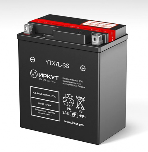 мото аккумулятор ИРКУТ YTX7L-BS